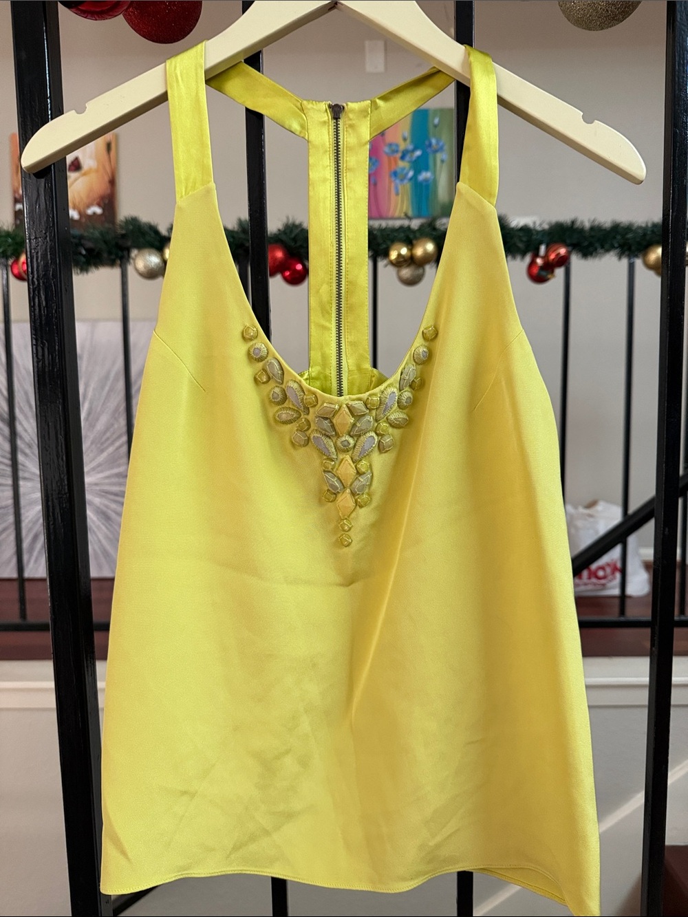Rebecca Taylor Yellow Beaded Halter Camisole